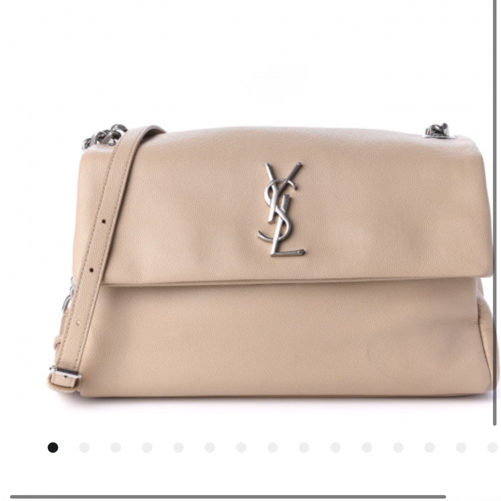 Saint Laurent Medium West Hollywood Grain De Poudre Nude Shoulder Bag